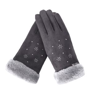 Fashion-Women Snowflake Rękawice Zimowe zagęścić Super Ciepłe Pełne Palce Rękawiczki Faux Suede Mittens Luvas Feminina #rn