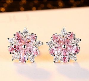 Wybuch Biżuteria Koreański Japoński Sakura Naszyjnik Kolczyki Pink Cyrkon Moda Temperament Kobieta Biżuteria Zestaw Dla Girlfriend 2020 Nowy