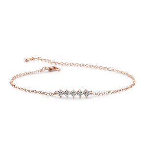 New Rose Gold & White Gold Cubic Zirconia Tennis Adjustable Tiny Chain Bracelet for Girls Diamond Jewelry Birthday Gifts for Women Wholesale