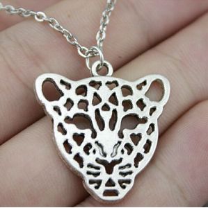 Moda de nova prata tibetana pingente de leopardo cabeça choker charme curto longo diy cadeia colar de jóias