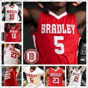 College-Basketball trägt Custom Bradley Braves Basketball 5 Darrell Brown 10 Elijah Childs 22 Ja'shon Henry 25 Nate Kennell 2020 Ncaa