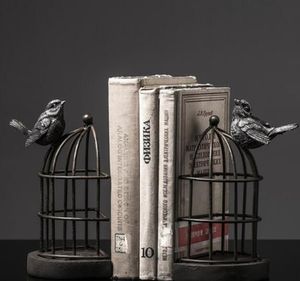 Livro de gaiola de pássaro de ferro forjado europeu por livro bookend casa decoração macia livro quarto escritório decoração criativa ornamentos