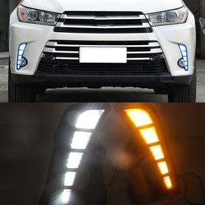 1 Pair LED Daytime Running Light Car Accessories Waterproof 12V DRL Fog Lamp For Toyota Highlander 2018 2019 2020