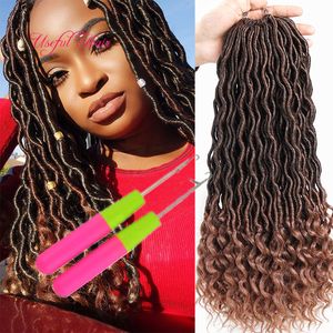 Atacado Hald Curly Hald Wave Goddess Locais Trançados Sintéticos Extensões de Cabelo Trançado Pré-Loop 18inch Venda Quente Dhgate Ombre Bug Natural