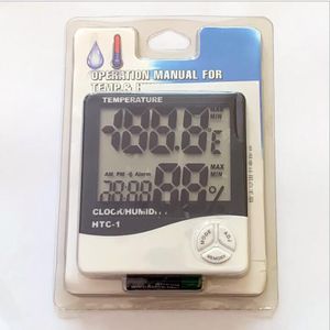 Digital LCD temperatura jardim termômetro higrômetro relógio medidor de umidade quadrada com relógios Alarme de calendário HTC-1 100 peças acima