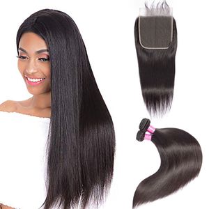 Malaysian Human Hair 2 Bundles With 6X6 Lace Closure With Baby Hair Straight Wholesale Hair Products 8-30inch Bundles With 6 By 6 Closure