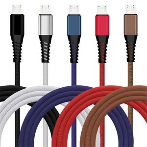 1M 3ft legeringsladdningskablar Tråd Snabbladdningstyp C Micro flätad USB -kabelkabel för Samsung HTC LG Xiaomi