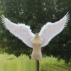 parede de fundo atividade escolar DIY decoração grandes asas brancas do anjo Runway decoração adereços 120cm cada asas