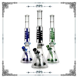 18 inches Freezable coil water pipes Smoking Water Pipes Beaker In Beaker Bottom double glass beaker bongs Hookah Smoking Bongs Build a Bong Bubbler