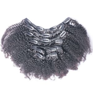 Fabrik Großhandel Afro Kinky Curly Clip in Echthaarverlängerungen Klasse 7a reines mongolisches Remy Haar Kinky Curly Clip Haarverlängerungen 100g