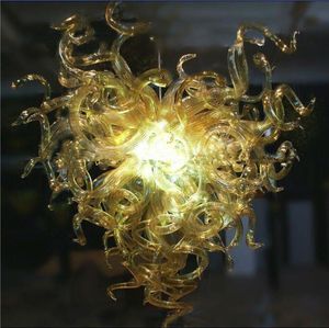 Small Amber Sunshine Lamp Comparary Hand Blown Chandeliers Chain Pendant Chandelier Lamps with LED Light Source