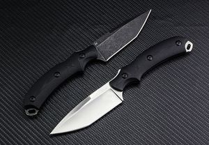 Открытый выживаемость прямой нож D2 атласная / каменная мытье танто Blade Black G10 Full Tang ручка с кидекс