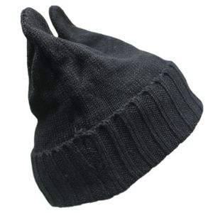 Inverno da menina das mulheres bonito doce cor diabo chifre gato orelha slouchy crochet malha gorro de esqui snowboard chapéu cap