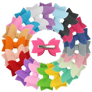 20 шт. / Лот Девушки для волос Волосы Bows Heampins Barlettes Fairgrip 3 дюйма сплошной Bairbow Non Wagle Bows с / без клипов Новые головные уборы