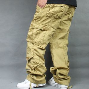 Fashion Pocket Cargo Byxor Män Lösa Casual Byxor Mens Tracksuit Bottoms Outdoor Tactical Joggers Streetwear Man Kläder Plus Storlek 46