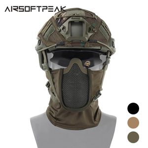 AIRSOFTPEAK 戦術フルフェイスマスク狩猟ヘッドギアバラクラバメッシュマスクペイントボール保護 CS 忍者スタイルマスク