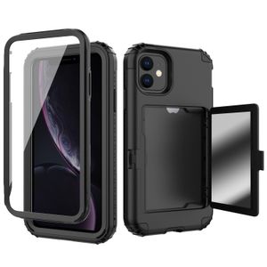 Para Iphone 11 Pro Max Com Espelho Cartão da carteira compartimento do Invisível Voltar Full Body Impacto Proteção Phone Case