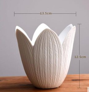 Vaso de cerâmica branco pétala forma livro moderno sala de jantar sala de estar arte criativa simples arranjo de flores decoração