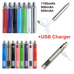 ADEDI 10 adet Elektronik Sigara Orijinal Ugo T V II 510 Konu Pil Evod Ego 1100 MAH USB Şarj Fit Boş Buharlaştırıcı Kalem Arabaları