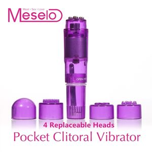 1PCS 4 Interchangeable Tips Waterproof Mini Full Body Massager Relieve Stress Travel Pocket Rocket Vibrator Sex Toys for Women C18112801