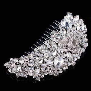 Elegante flor de cristal strass noiva pente de cabelo clipe pinos casamento nupcial baile festa headwear cabeça faixa de cabelo