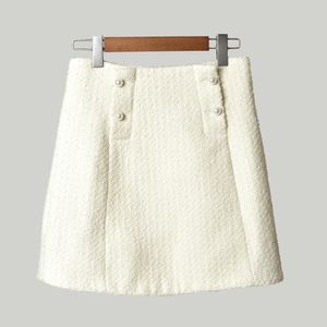 2019 outono inverno branco cor pura botões de lã acima do joelho curto mini saia mulheres saias d25163267s