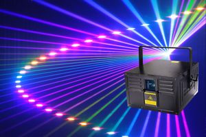 8 W RGB Full Color Animação Laser Light Analógico ILDA 40 K scanner de Som Auto DMX ILDA 256 padrões Anlog caso de voo embalagem