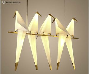 Modern Paper Crane Metal Chandelier For Restaurant Living Room Dining Room Children's Room LED Bird Design Pendant Lamp