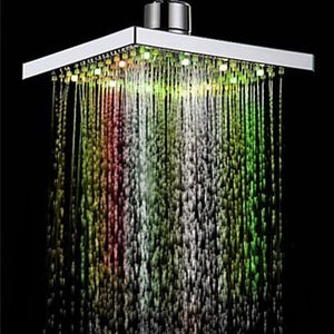 Romantische Automatische Ändern Magie 7 Farbe 5 LED Lichter Gabe Regen Dusche Kopf Quadratischen Kopf für Wasser Bad Badezimmer Neue #F