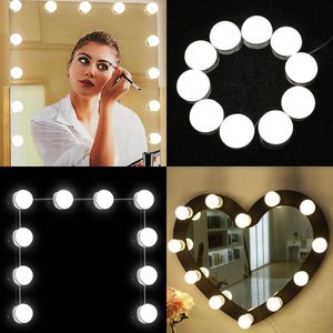 ماكياج مرآة مصباح DIY هوليوود ستايل 10 LED لمبات تعمل باللمس التبديل باهتة ضبط سطوع الإضاءة لاعبا اساسيا مرآة غير المدرجة