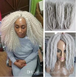 12 Packungen voller Kopf zweifarbig Marley Braids Haar 20 Zoll graue Farbe Ombre Farbe synthetische Haarverlängerungen Kinky Twist Flechten Kostenloser Versand
