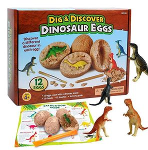 Dig Discover Dino Egg Excavation Toy Kit Unique Dinosaur Eggs Easter Archeology Science Gift Dinosaur Party Favors for Kids Boy Girl