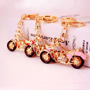 3 sztuk / partia Cool Motocykl Key Chain Lokomotywa Wisiorek Key Pierścienie Emalia Stop Rhinestone Crystal Car Brelok Boy Chłopiec Prezent Urodzinowy