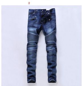 Mäns nödställda slitna skinny jeans Modedesigner herr jeans slim motorcykel Moto Biker Causal herr jeansbyxor hip hop herr jeans