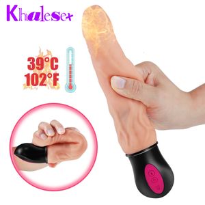 Khalesex Dildo realistico Vibratore 10 velocità G Spot clitoride massaggio vaginale riscaldamento Morbido vibratore flessibile Giocattoli sessuali per donna Y191030