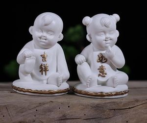 Творческий раннего рождения благородный ребенок Fuwa украшения свадебный номер ювелирные изделия керамический золотой мальчик нефрит женщина пара кукла