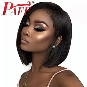 PAFF Short Bob Full Lace Human Hair Wig Brazilian Remy Hair Glueless Straight Short Side Part Wig Pre Plucked Baby Hair