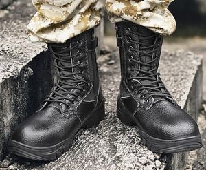 lleather hög gäng stål huvud anti tryck militära stövlar anti punktering taktiska stövlar slitstark kamp träning sneaker yakuda lokal webbutik