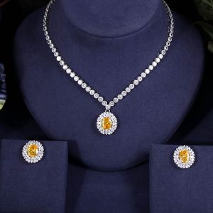 Necklace jankelly Nigeria 2pcs Bridal Zirconia Jewelry Sets For Women Party, Dubai Nigeria CZ Crystal Wedding Jewelry Sets