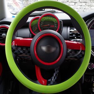Tampa de volante universal inodoro ao ar livre 36-40cm do carro de Skidproof do silicone macio verde
