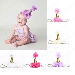 Baby Kleinkind Geburtstag Party Hut Stirnbänder Fotografie Requisiten Glitzer Pailletten Prinzessin Kopfschmuck Blumen Haarbänder Kinder Haarschmuck