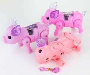 Creative Electric Walking Singing Musical Tighted Up Pig Pedagogisk Toy Med Leash Kids LED Flash Pet Animal Boys Girls Without Batter