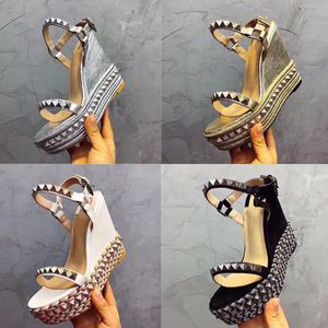 2019 Kadın Cataclou Pyradiams Deri Deri Flatform Espadrille Sandalet Yüksek Topuklu Düğün Ayakkabıları Chaussures Us 35-41