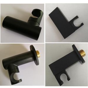 Latão preto Latão Suporte de Chuveiro Handheld Suporte Rack com ou sem Conector Da Mangueira Parede Cotovelo Unidade Bico entrada de água