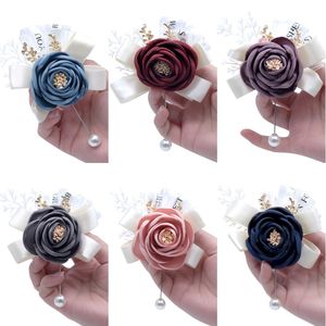 Wedding Bride Rose Corsage Engagement Wedding Formal Dinner Party Flowers Brooch 7 Styles