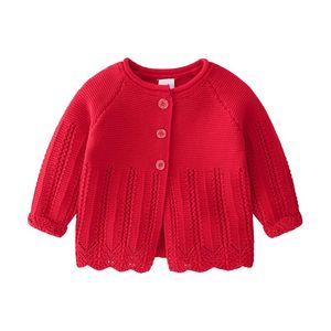 Maglione per abbigliamento per bambini INS Cardigan con bottoni maglione Colore bianco 100% cotone Boutique Hollow Out maglione primavera autunno per ragazza