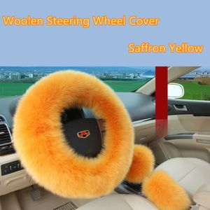 Universal Steering Wheel Plush Car ratt täcker Winter Faux pälshandbromsutrustning Täck Set bilinteriör Tillbehör