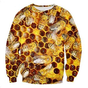 Nya Mode Kvinnor / Mens Bee Funny 3D Print Crewneck Sweatshirt Jumper Kvinnor / Men Mode Kläder XS039