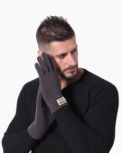 フィンガーニットグローブソリッドカラー暖かいスパンデックスグローブのファッション - 手袋タッチスクリーン機能