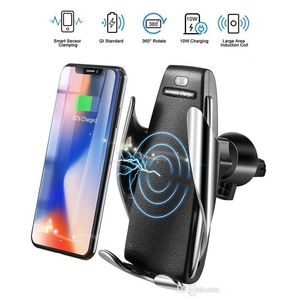 S5 Wireless Ladegerät Automatische Klemmwagen -Ladegeräte Halter Smart Sensor 10W schnelles Ladeladegerät für Universal Telefones MQ100